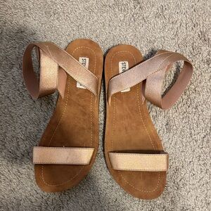 Steve Madden Metallic Rose Gold Ankle-Strap Sandals